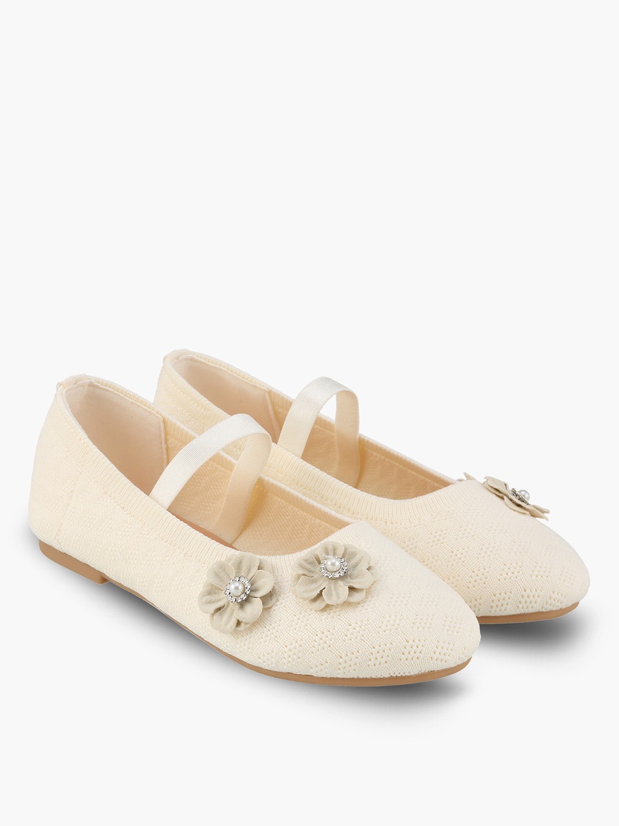 Girls Floral Applique Ballerina Shoes