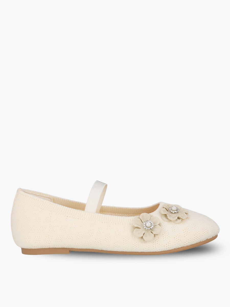 Girls Floral Applique Ballerina Shoes