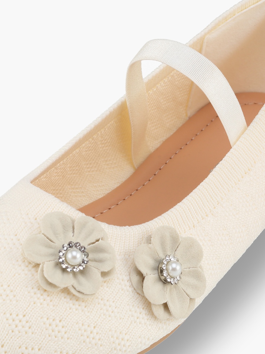 Girls Floral Applique Ballerina Shoes