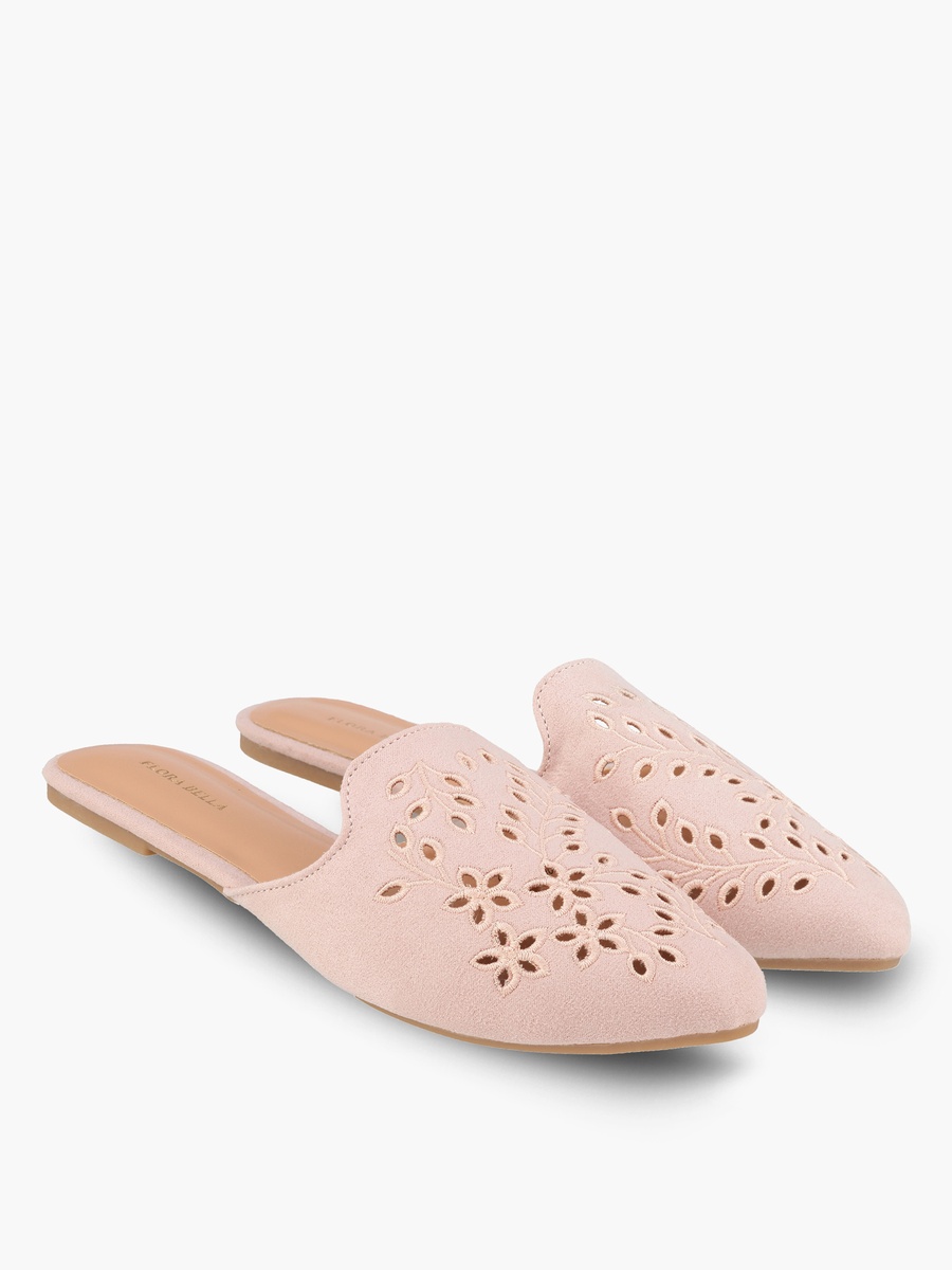 Girls Floral Cutout Mules