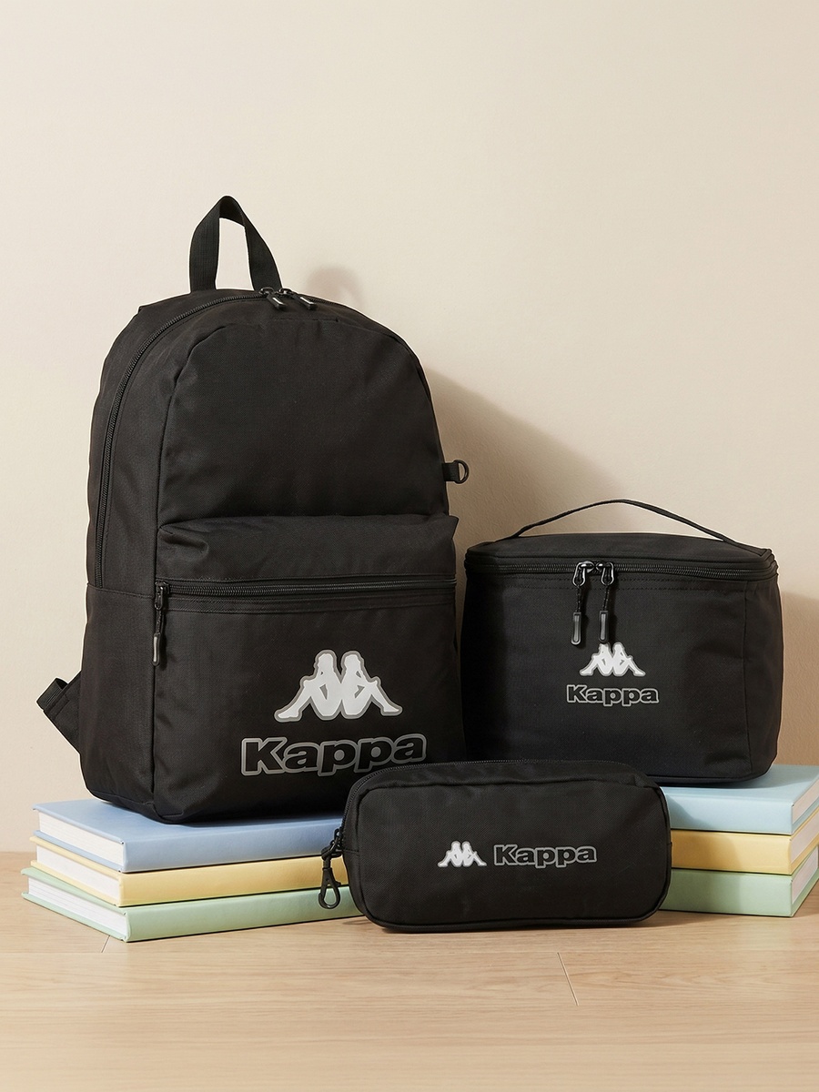 Logo Print 3-Piece School Backpack Set With Pencil Pouch And Lunch Bag