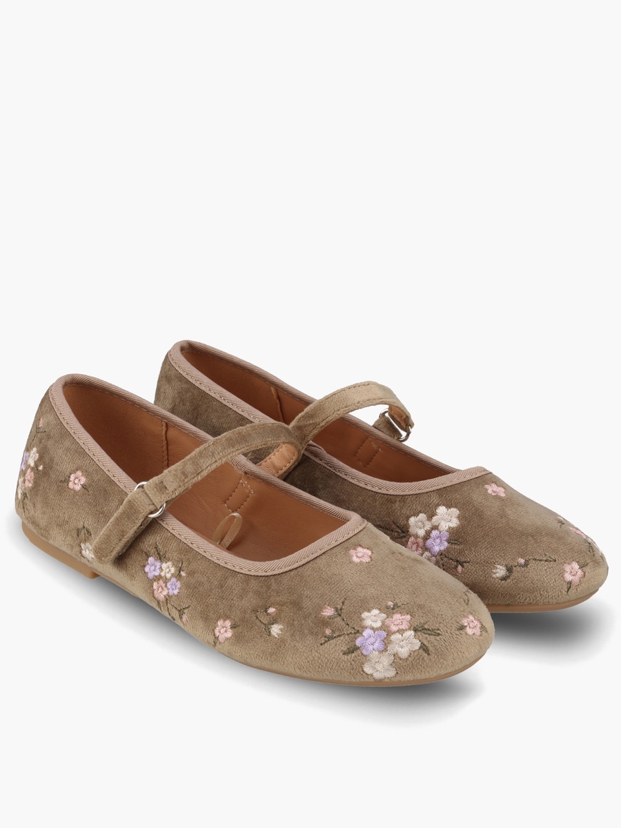 Girls Floral Embroidery Mary Jane Shoes