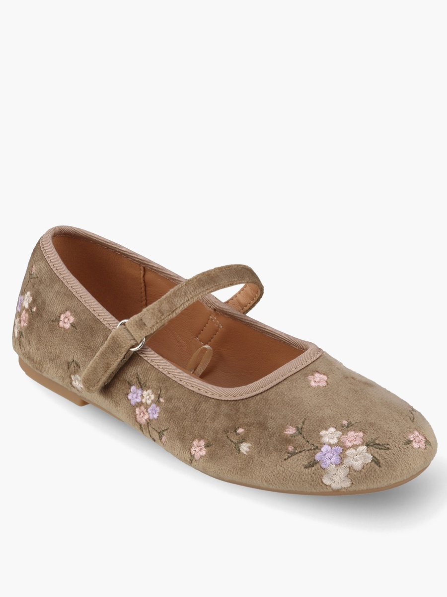 Girls Floral Embroidery Mary Jane Shoes