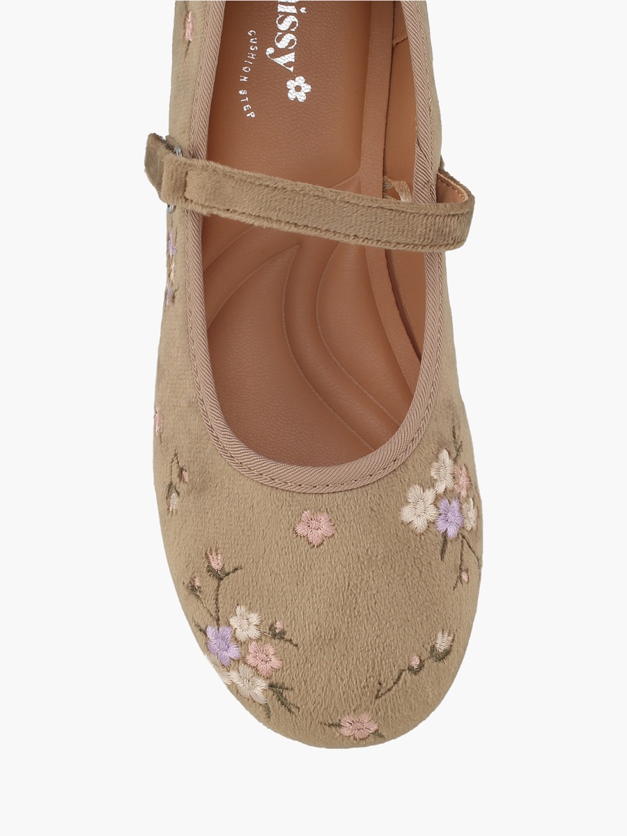 Girls Floral Embroidery Mary Jane Shoes
