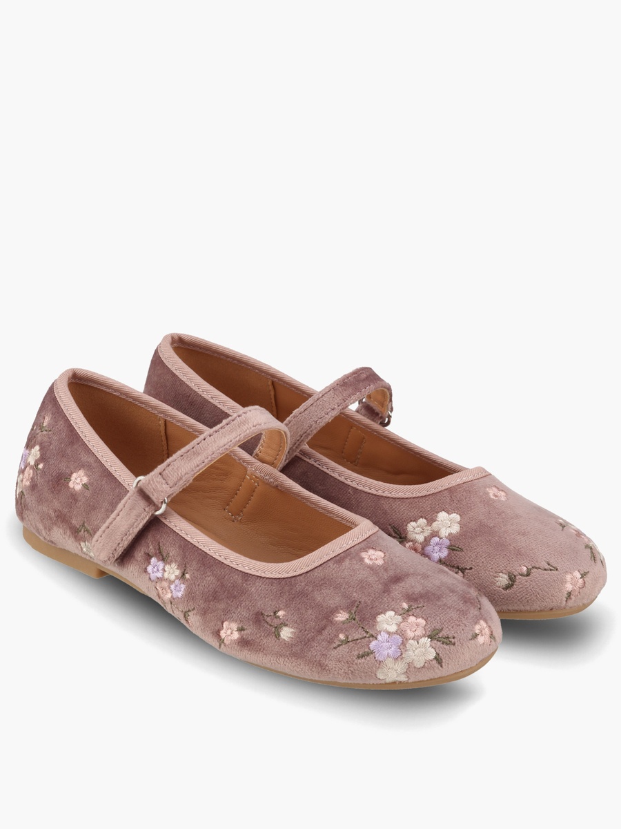 Girls Floral Embroidery Mary Jane Shoes