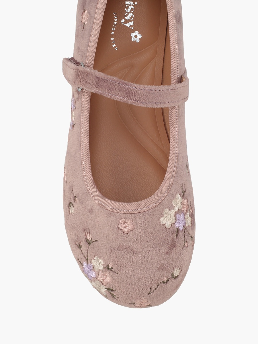 Girls Floral Embroidery Mary Jane Shoes