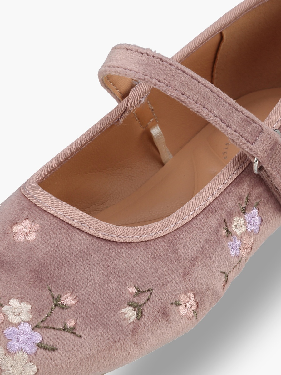 Girls Floral Embroidery Mary Jane Shoes