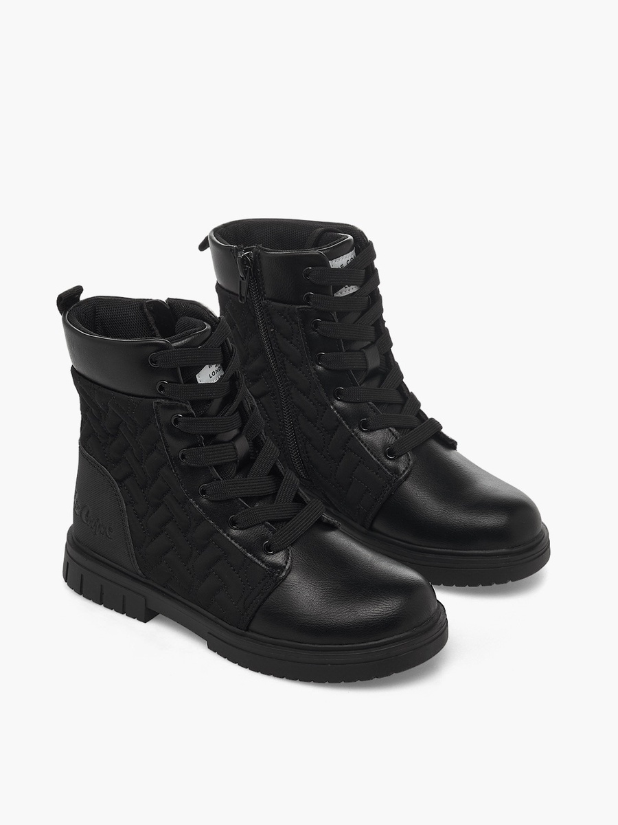 Girls Quilted Lace-Up Ankle Boots