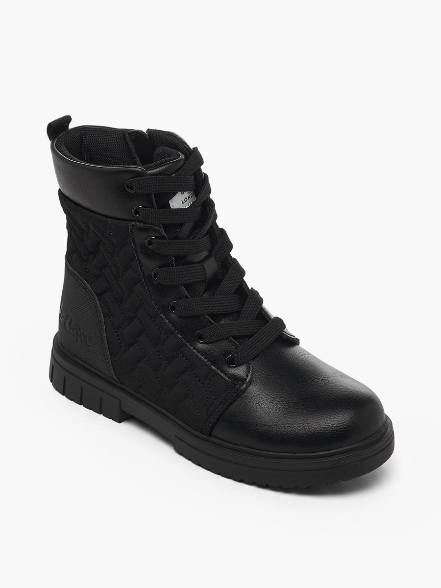 Girls Quilted Lace-Up Ankle Boots