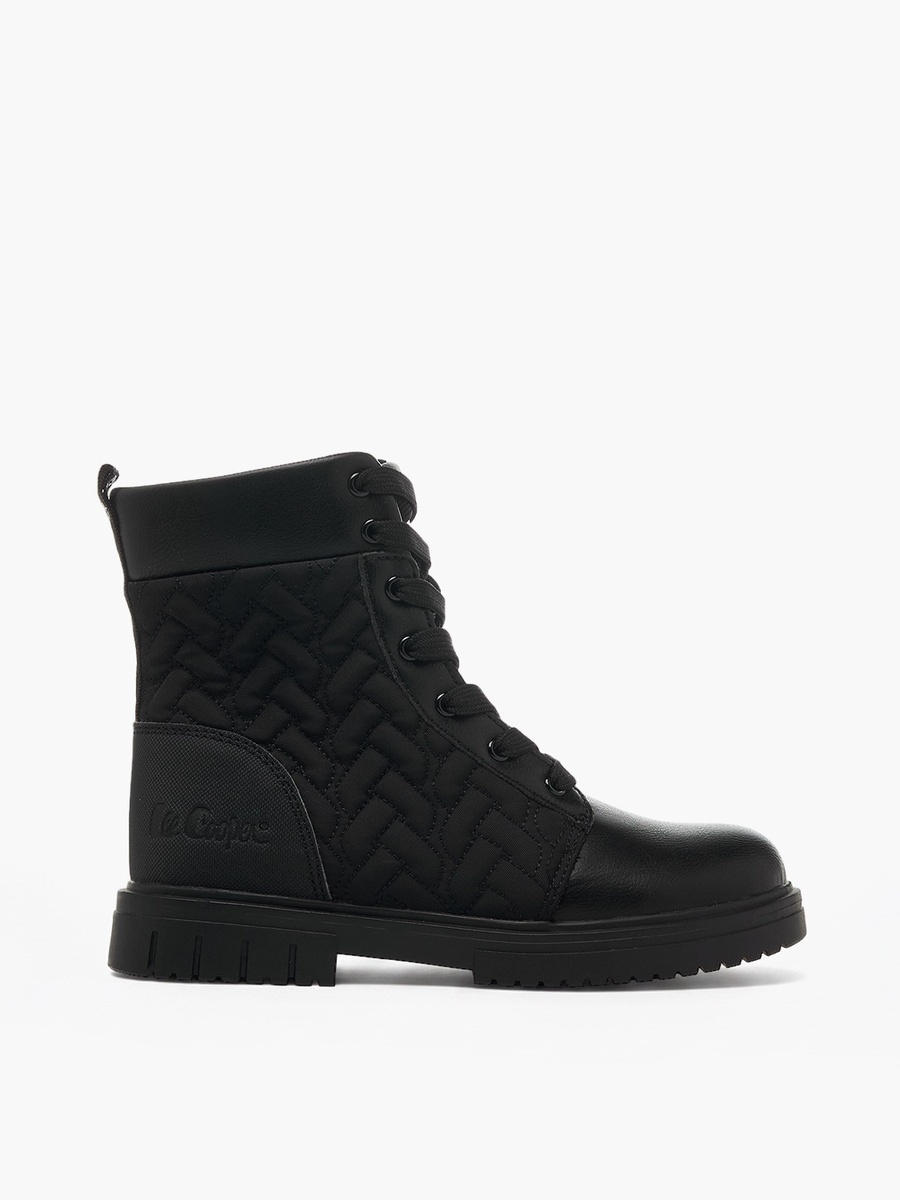 Girls Quilted Lace-Up Ankle Boots