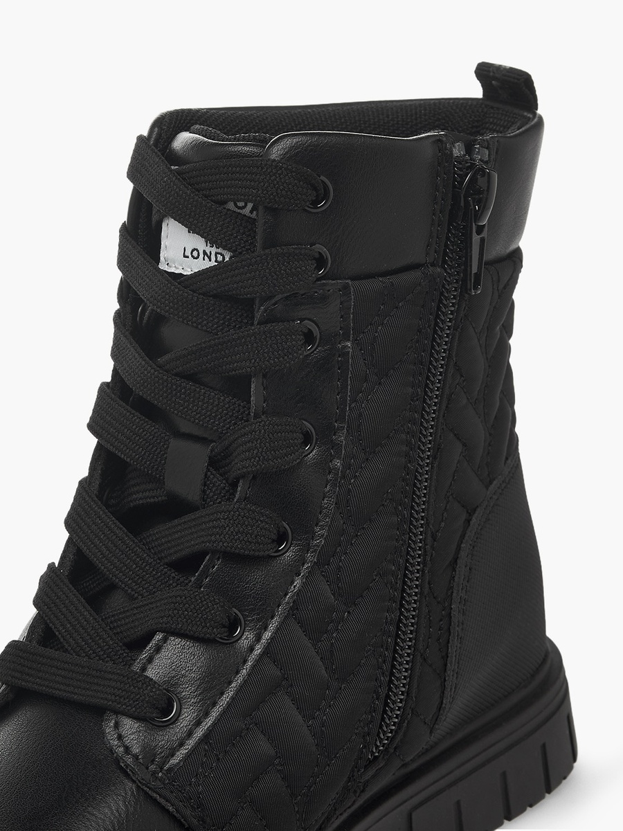 Girls Quilted Lace-Up Ankle Boots