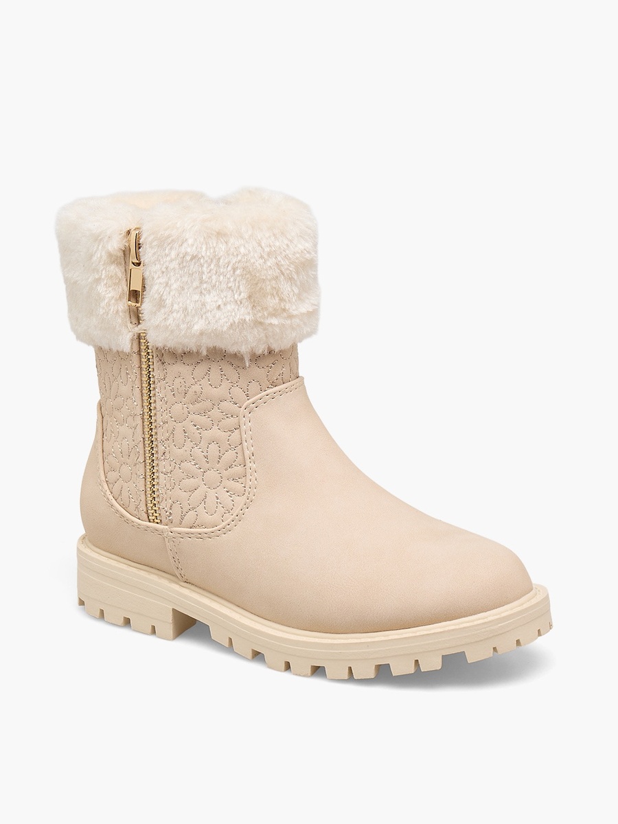 Girls Faux Fur Quilted Ankle Boots