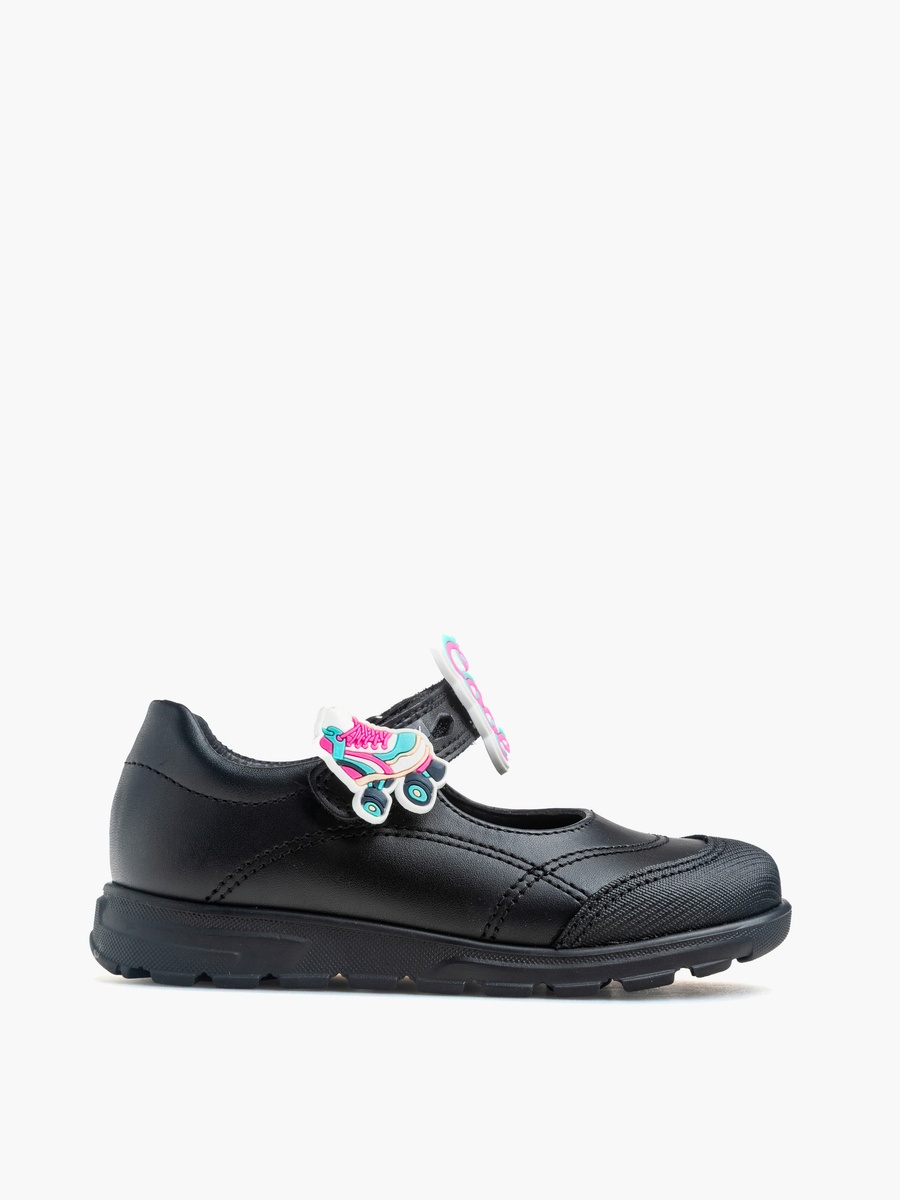 Girls Leather Hook and Loop School Shoes