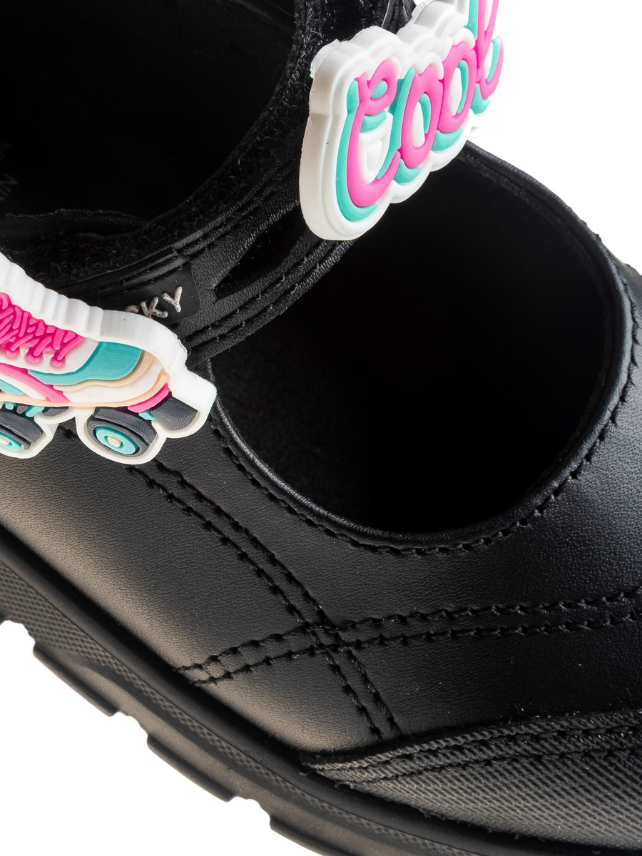 Girls Leather Hook and Loop School Shoes
