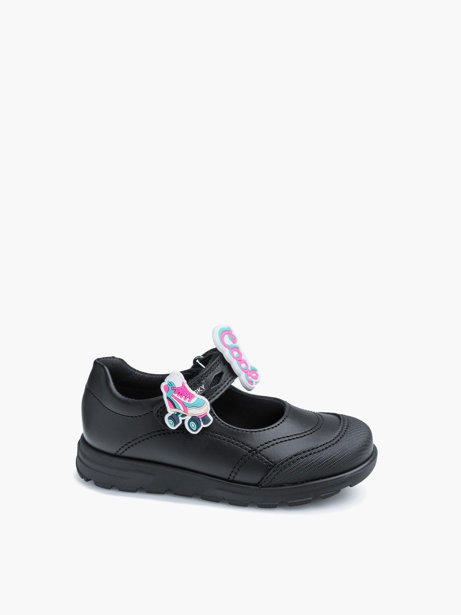 Girls Leather Hook and Loop School Shoes