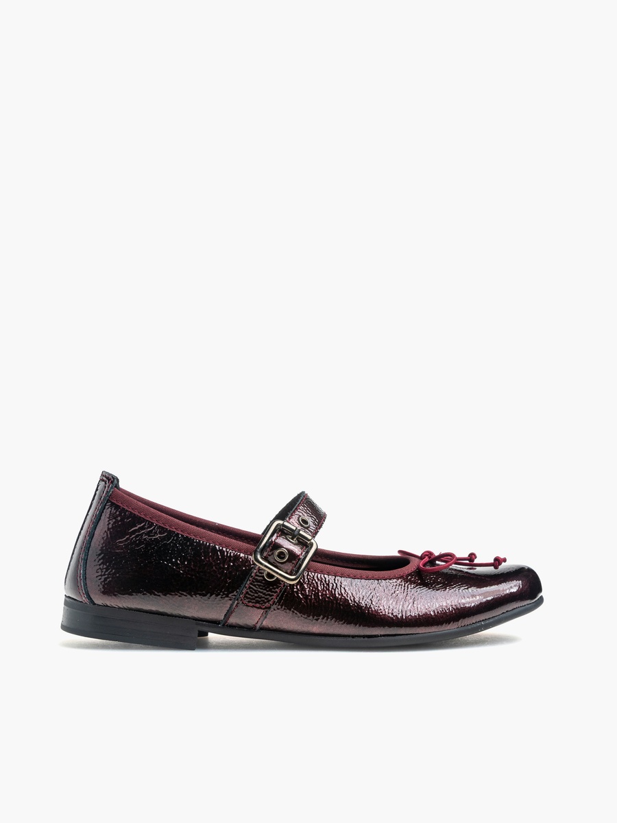 Girls Buckle Closure Leather School Shoes