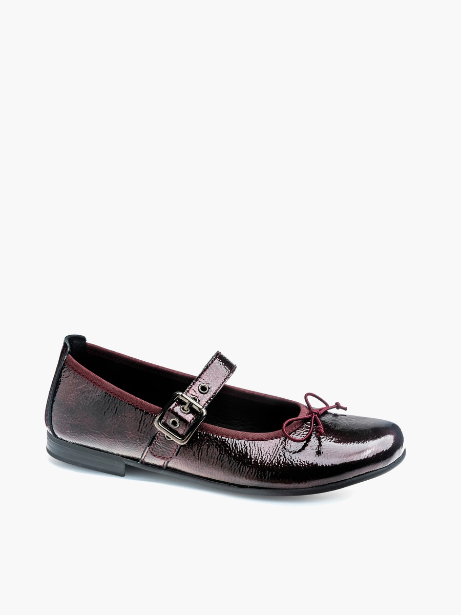 Girls Buckle Closure Leather School Shoes
