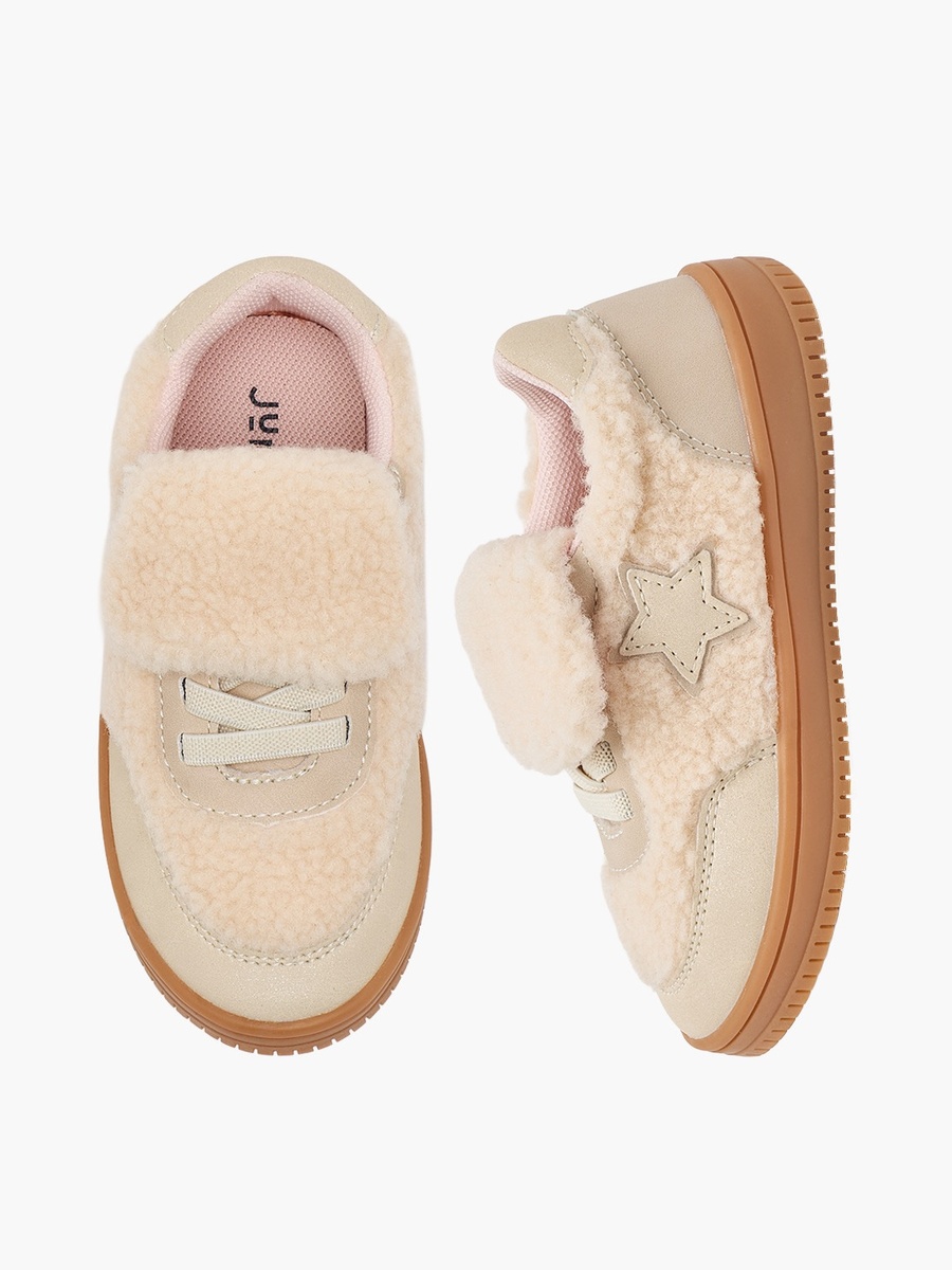 Girls Faux Fur Star Accent Ankle Sneakers