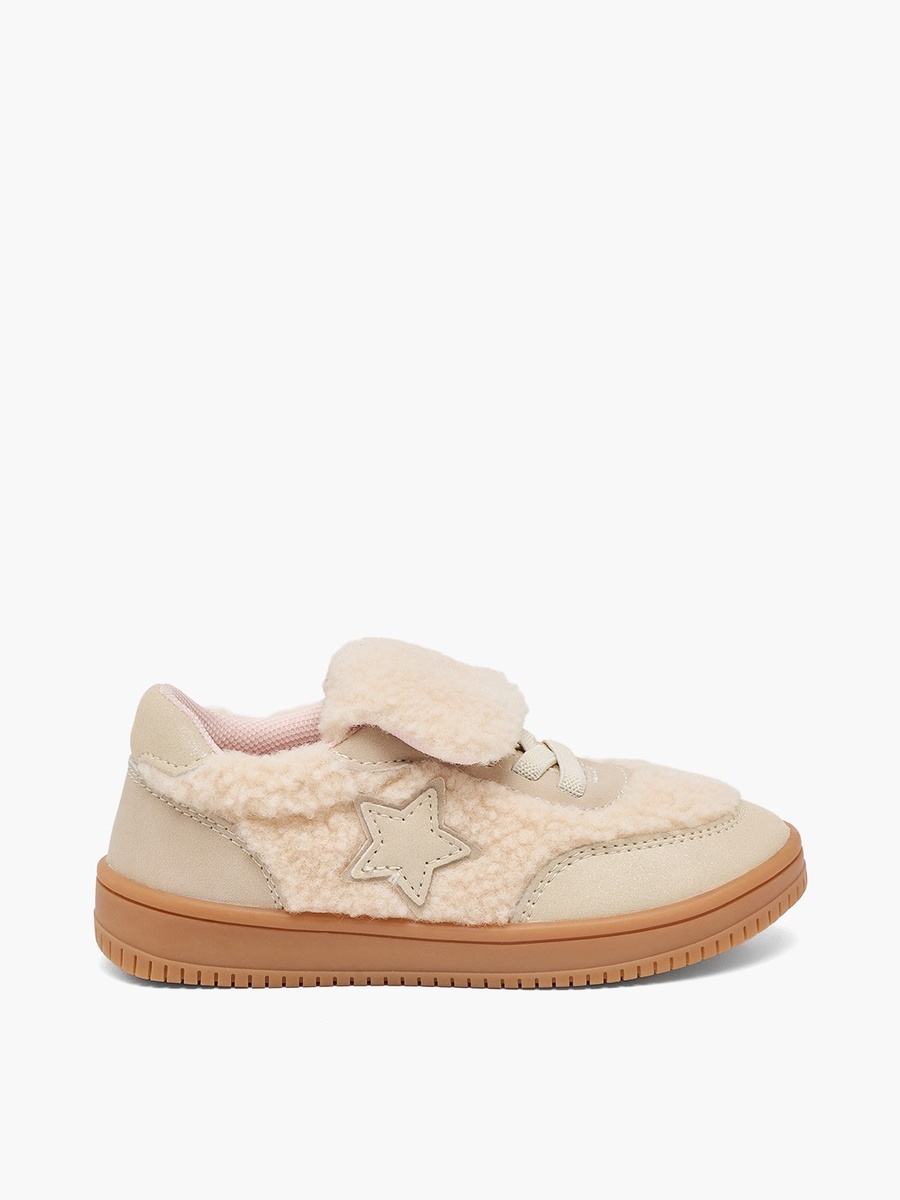 Girls Faux Fur Star Accent Ankle Sneakers