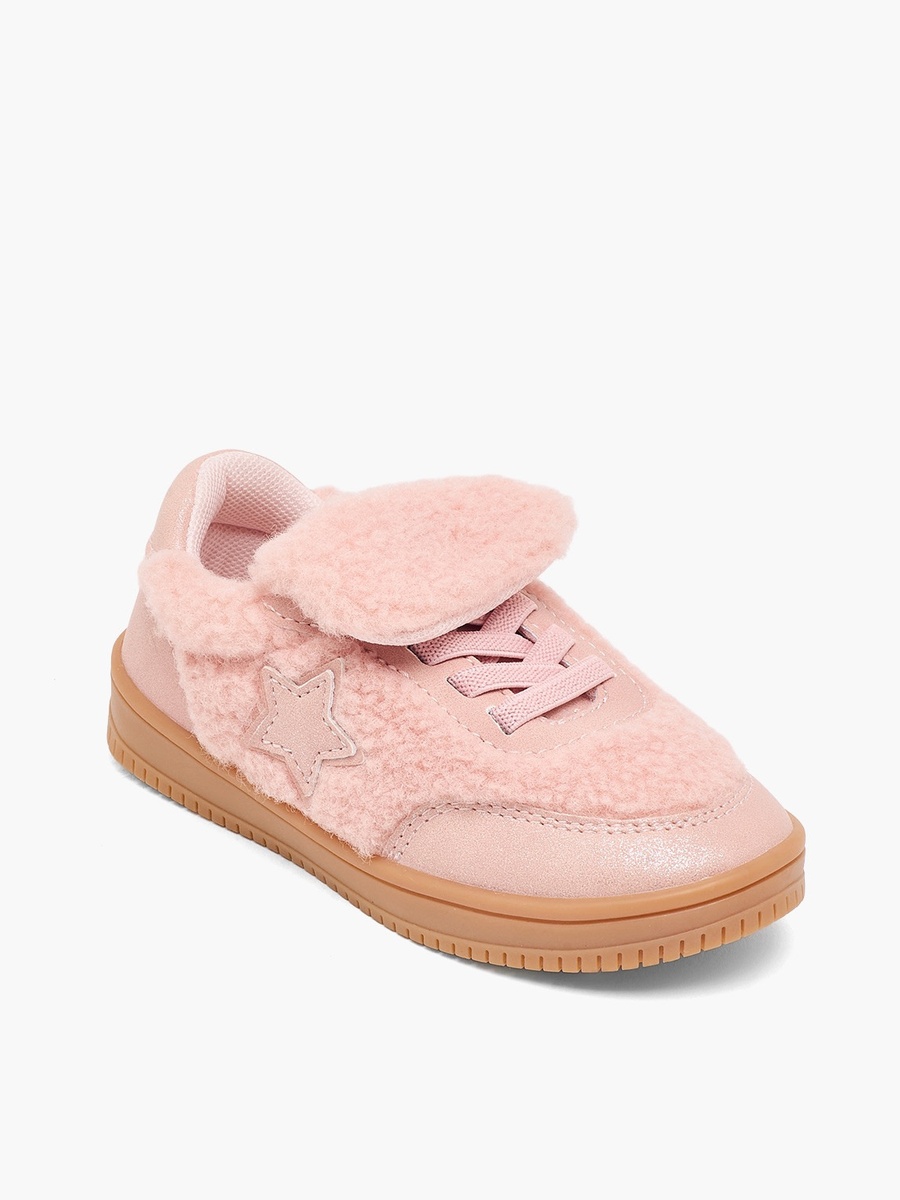 Girls Faux Fur Star Accent Ankle Sneakers