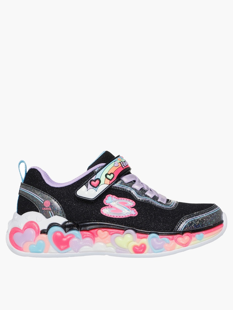 Girls Eternal Heart Lights - Up Hook and Loop Sports Shoes