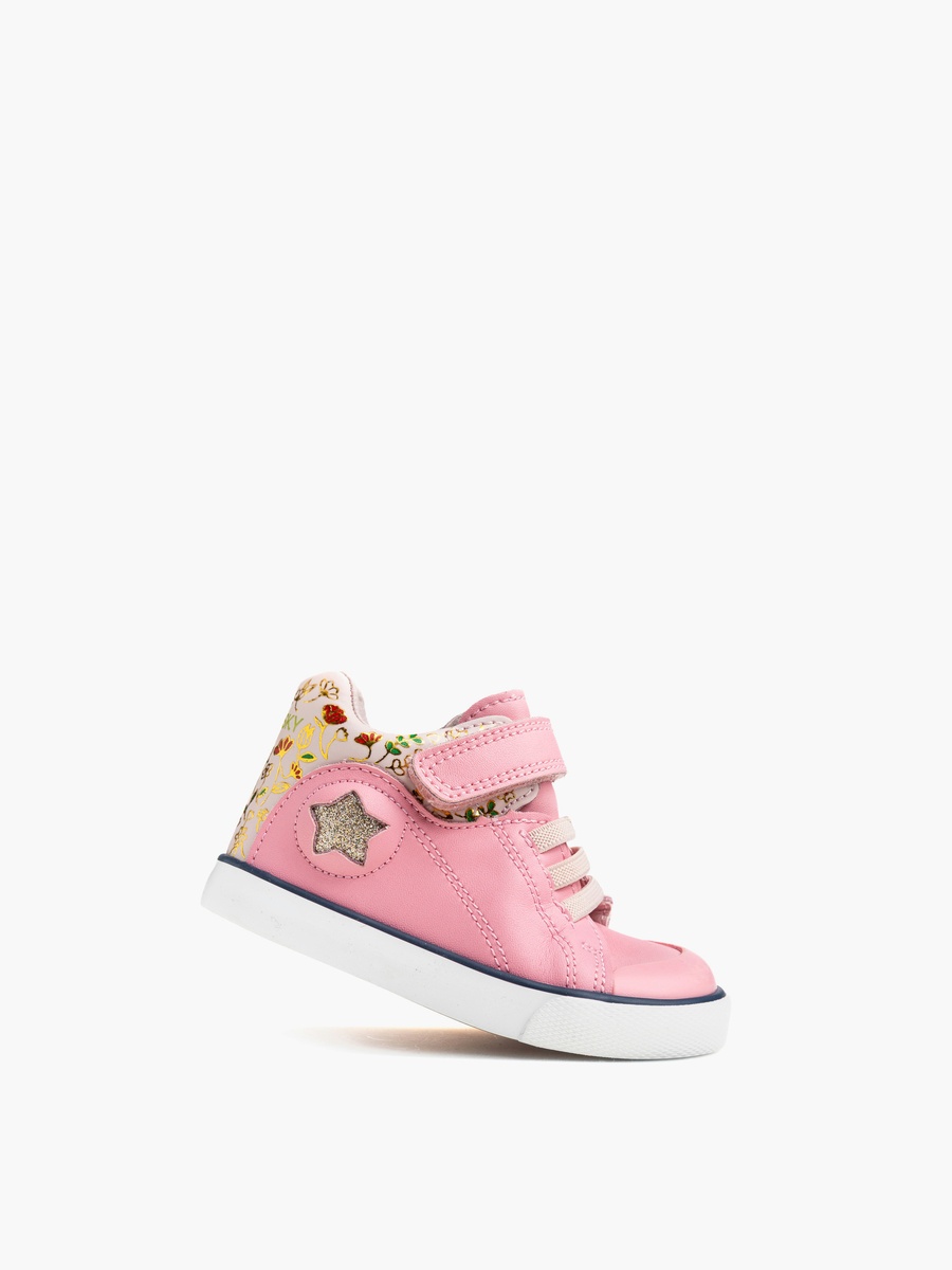Girls Hook and Loop Leather Sneakers