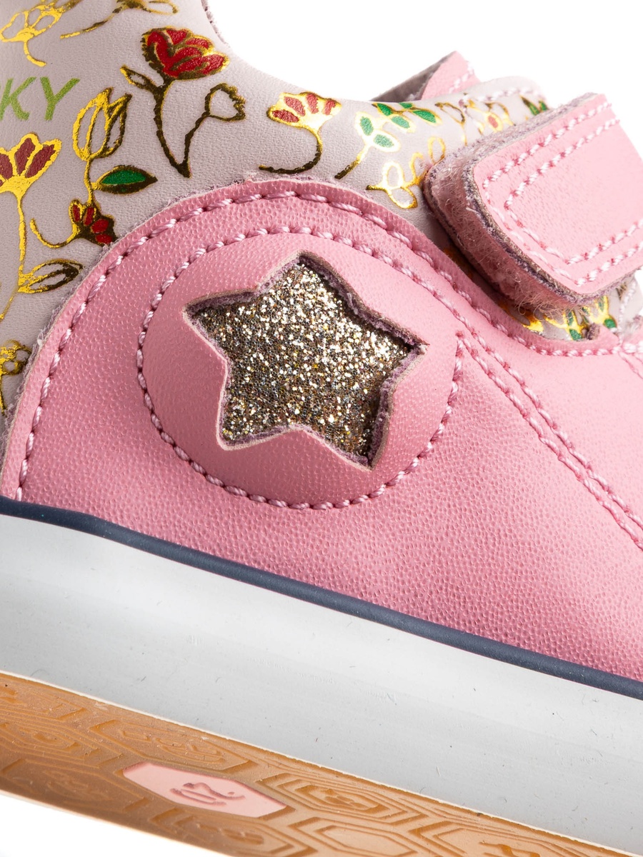 Girls Hook and Loop Leather Sneakers