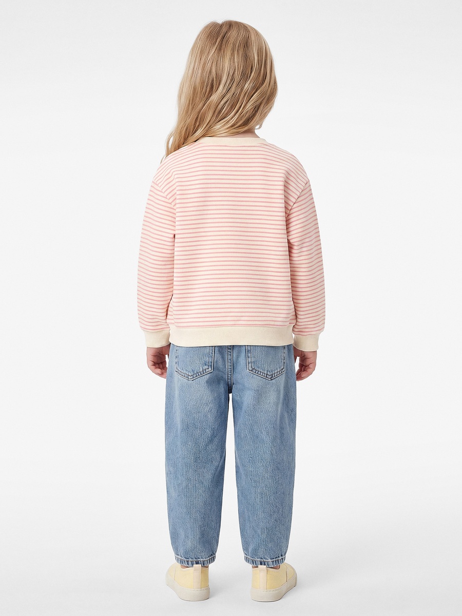 Baby Striped Cotton Sweatshirt with Bunny Applique
