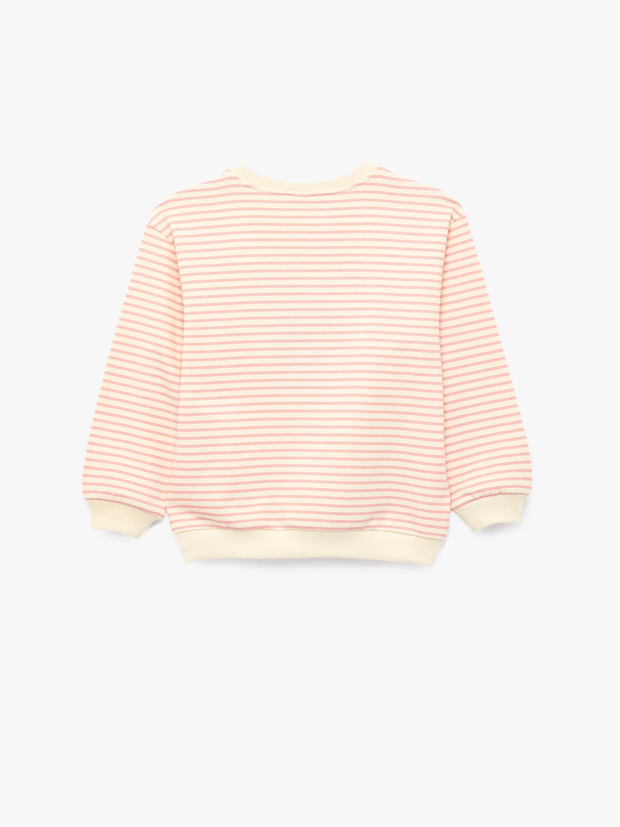 Baby Striped Cotton Sweatshirt with Bunny Applique