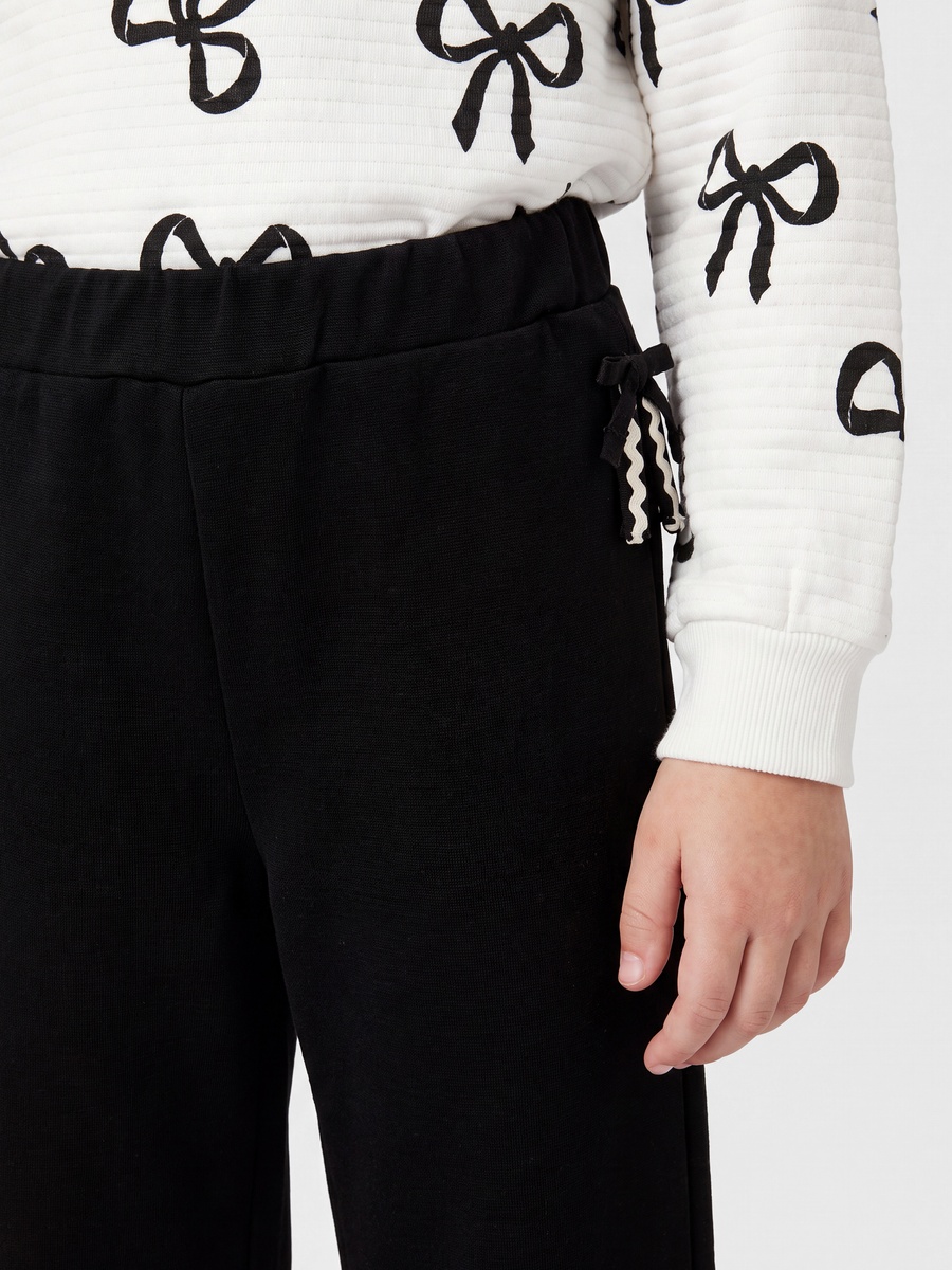 Black Viscose Joggers with Tie Detail