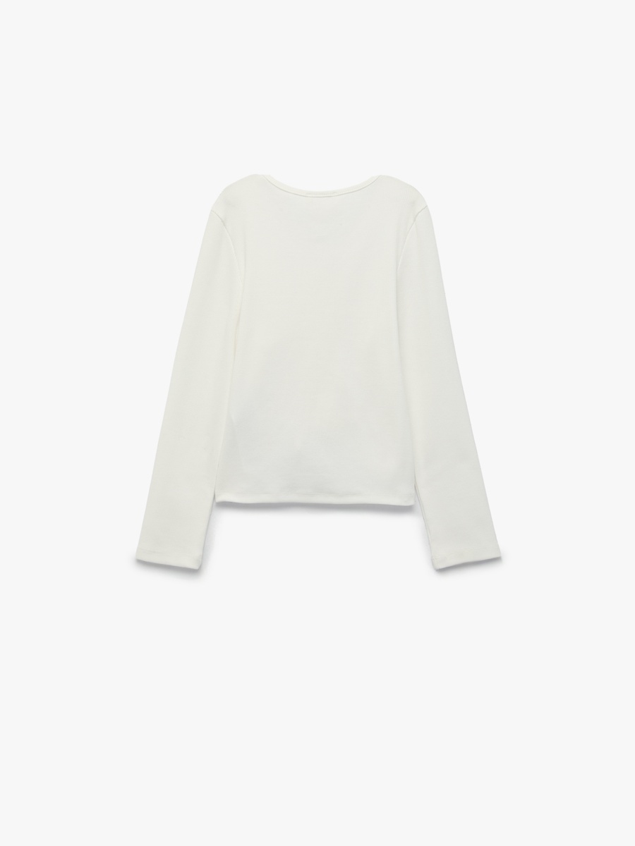 Girls Ribbed V-Neck Long Sleeve Top