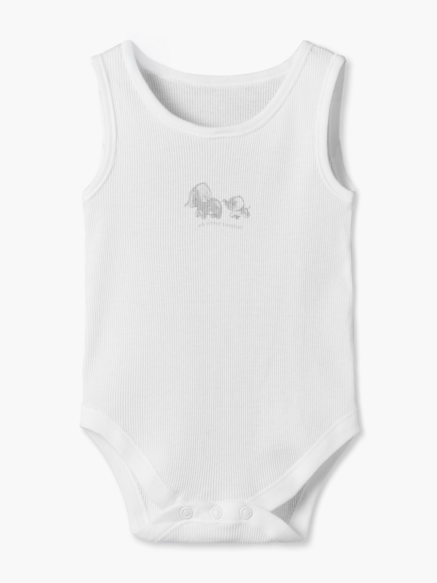 Pack of 7 Juniors Round Neck Sleeveless Bodysuit with Elephant Print