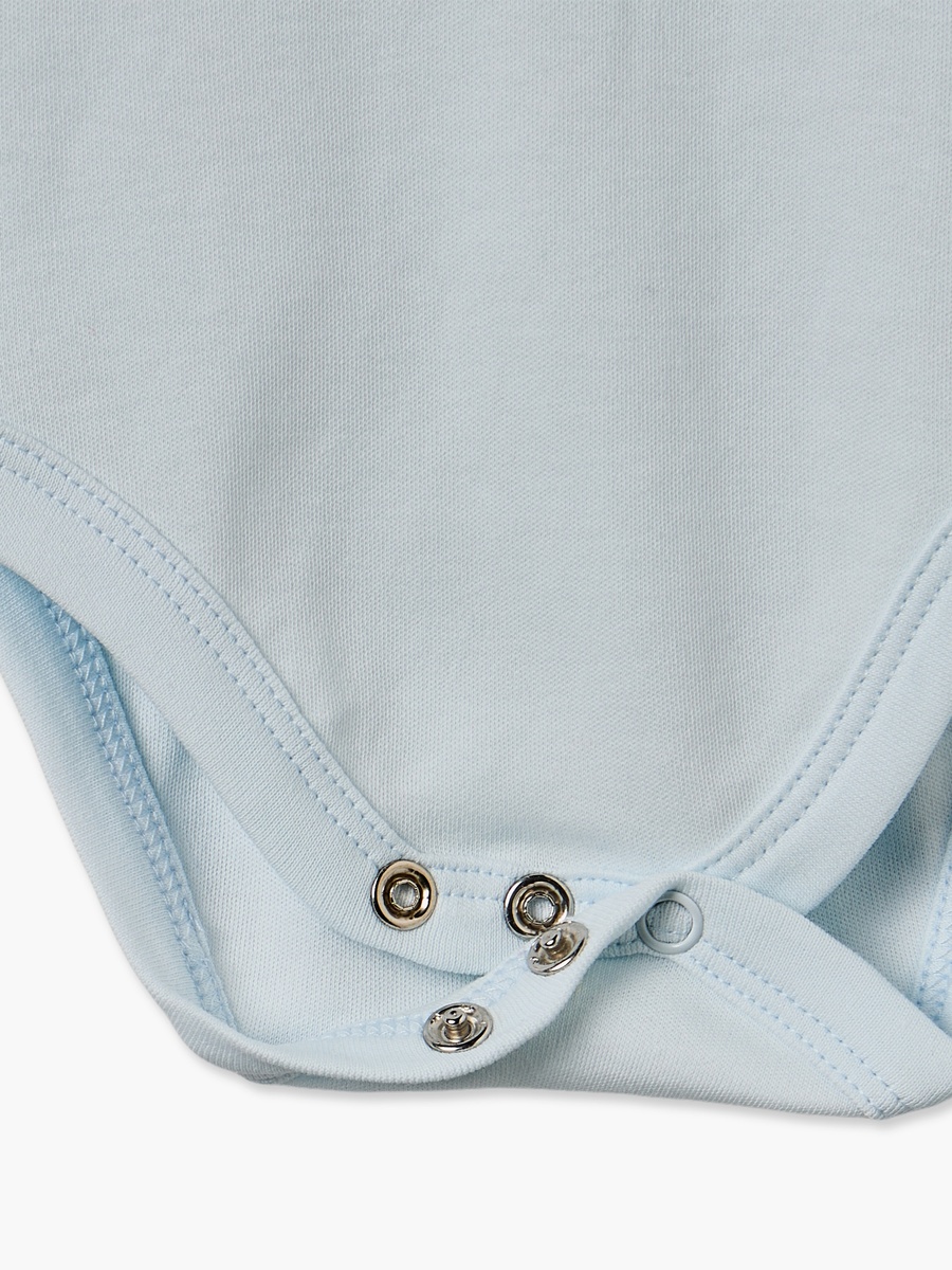 Juniors Cotton Crew Neck Short Sleeves Bodysuit with Seashell Embroidery