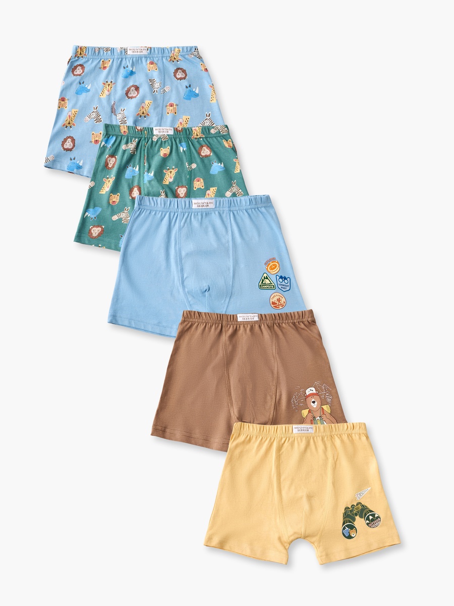 Pack of 5 Juniors Boxers with Safari Print