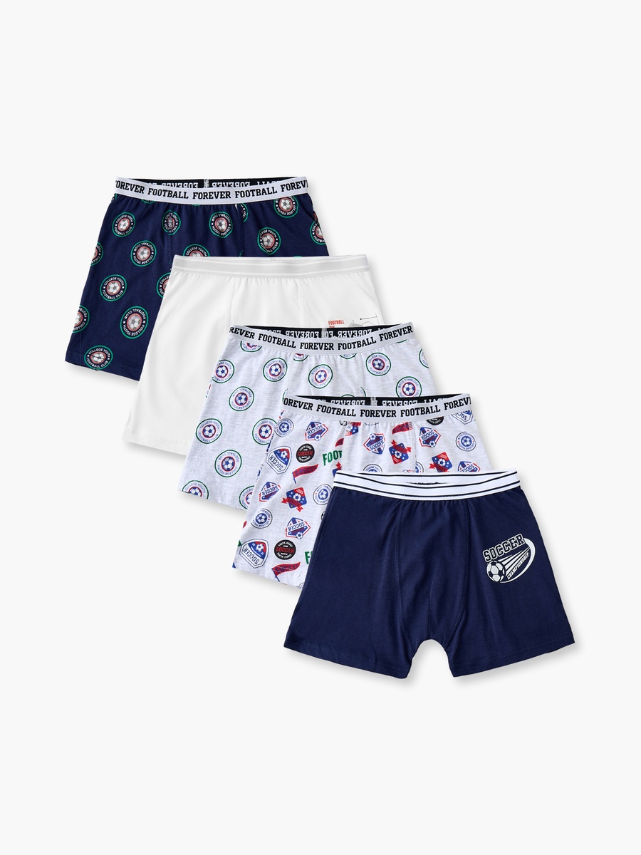 Pack of 5 Juniors Boxers with Football Print