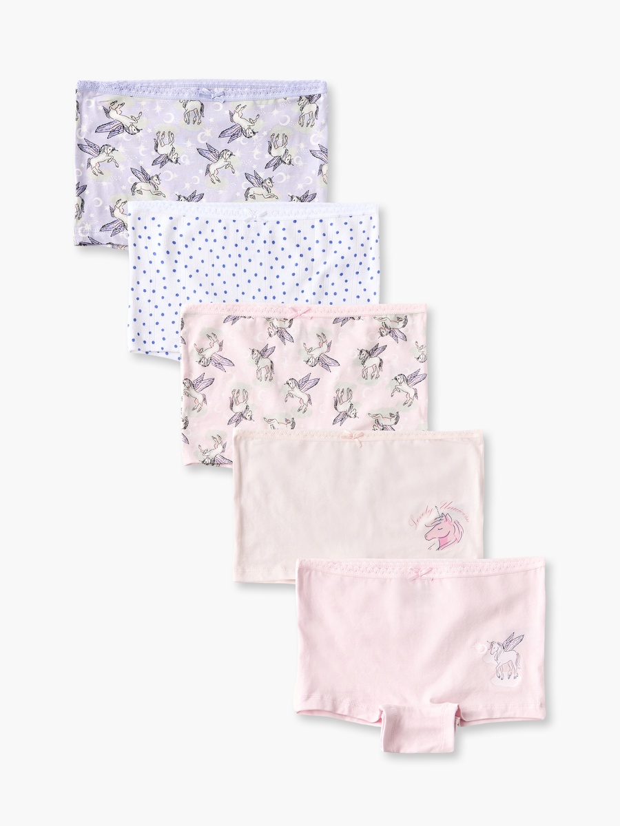 Pack of 5 Juniors Boyshort Briefs with Unicorn Print