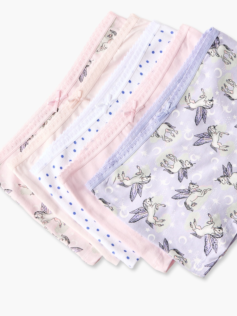 Pack of 5 Juniors Boyshort Briefs with Unicorn Print
