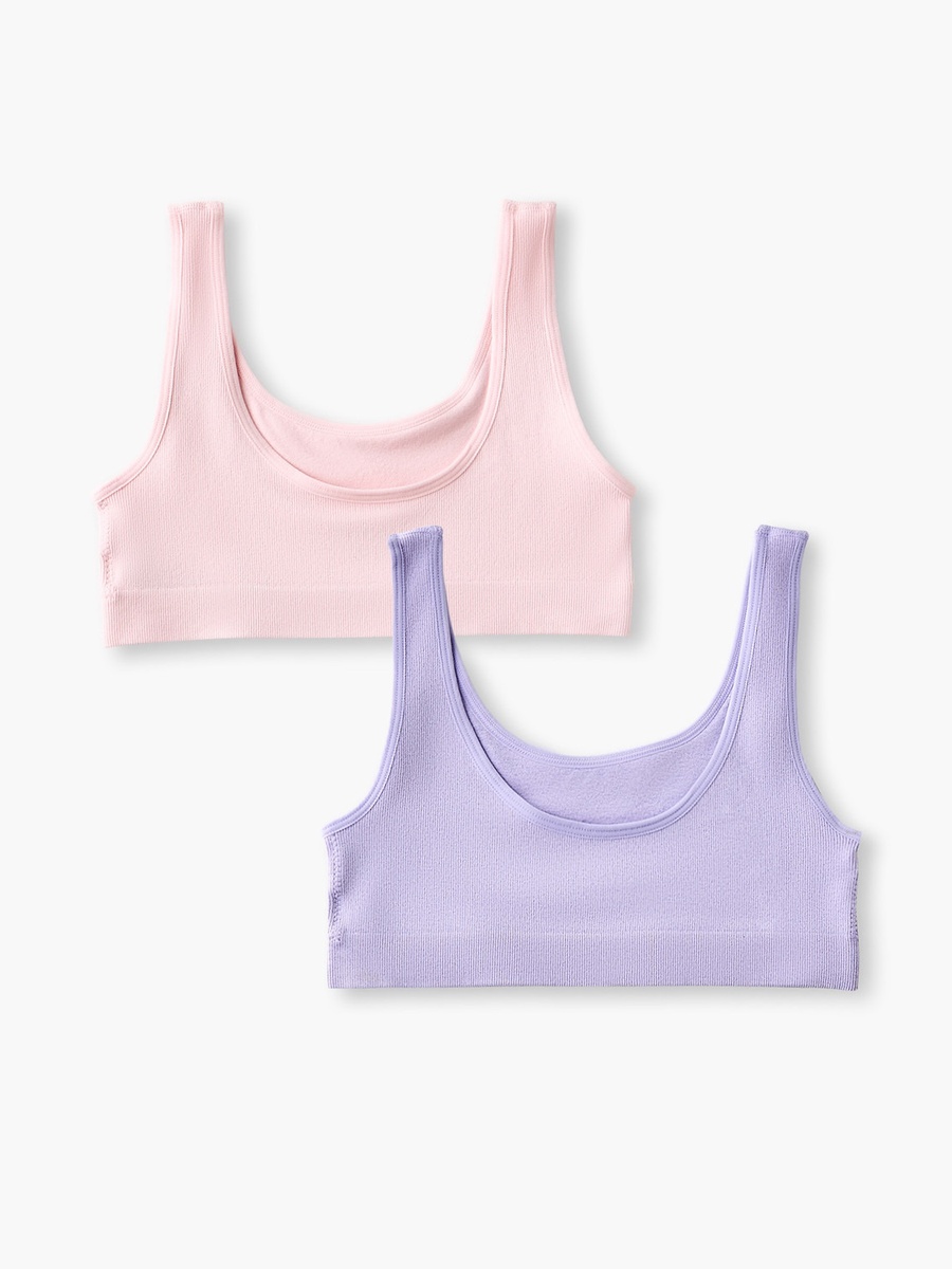 Pack of 2 Juniors Cotton Trainer Bras with Ribbed Design