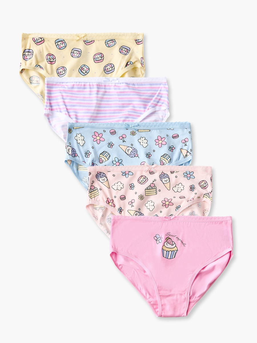 Pack of 5 Juniors Cotton Briefs with Assorted Prints