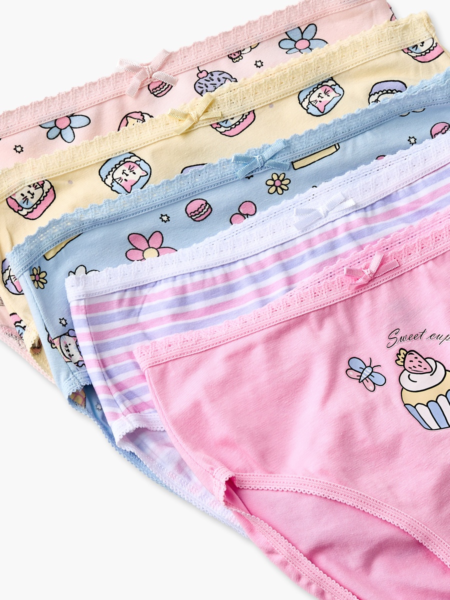 Pack of 5 Juniors Cotton Briefs with Assorted Prints