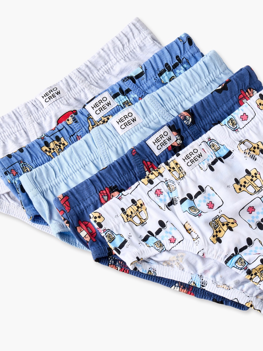 Pack of 5 Juniors Cotton Briefs with Vehicle Print