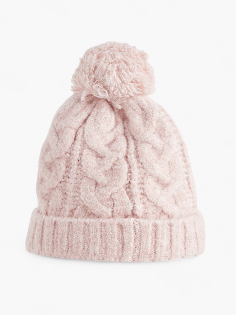 Juniors Girls Knitted Beanie with Pom Pom Detail
