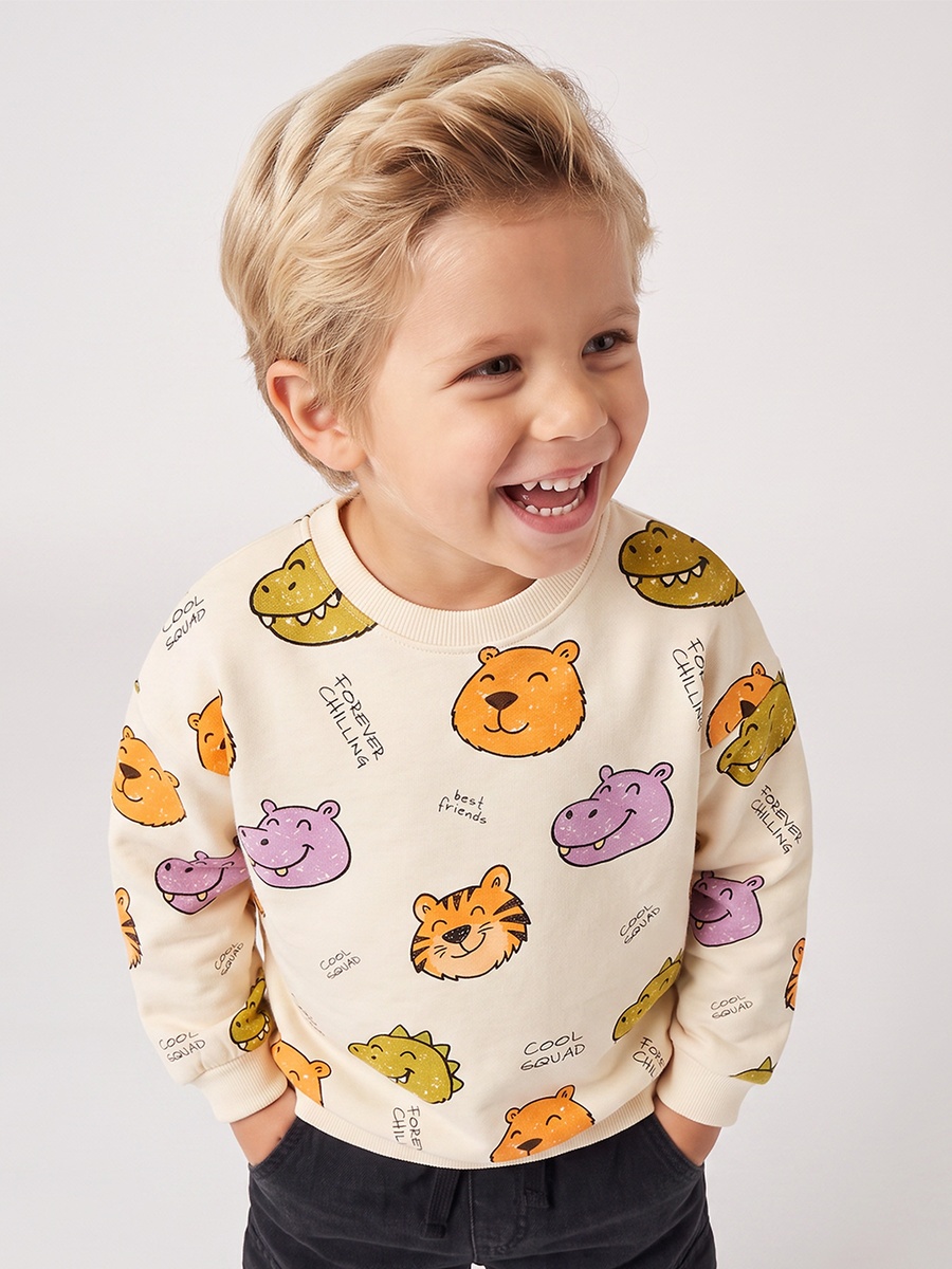 Juniors Safari Print Sweatshirt with Long Sleeves