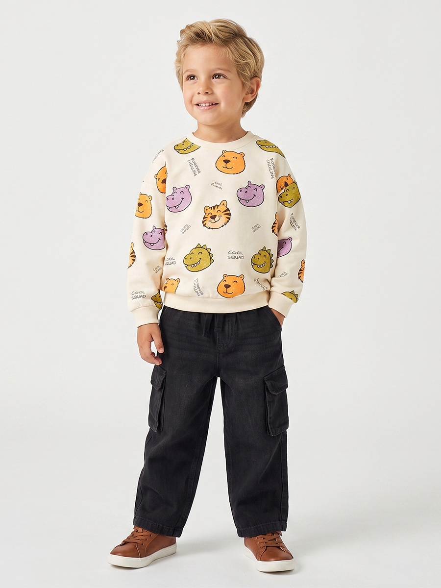 Juniors Safari Print Sweatshirt with Long Sleeves