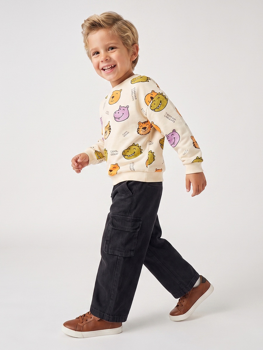 Juniors Safari Print Sweatshirt with Long Sleeves