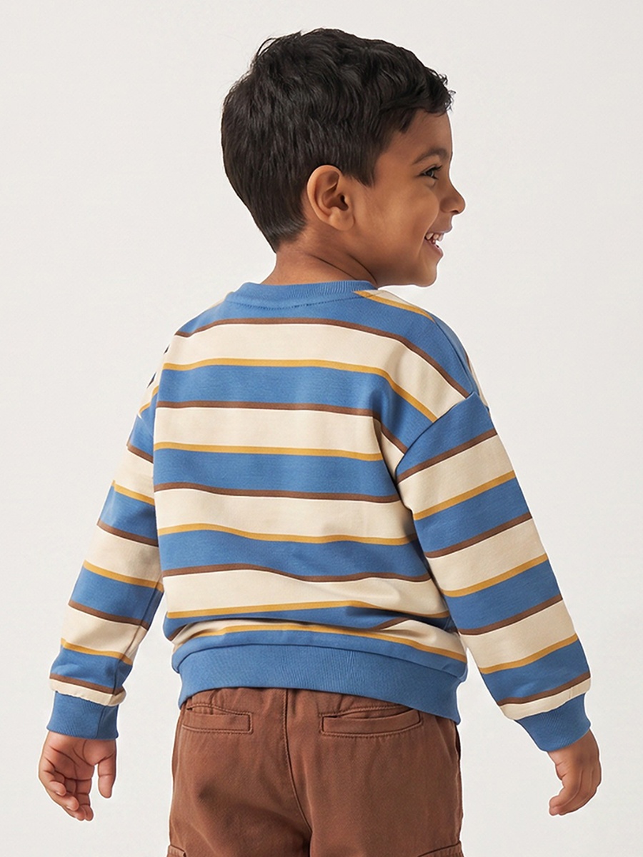 Juniors Striped Sweatshirt with Drop Sleeves