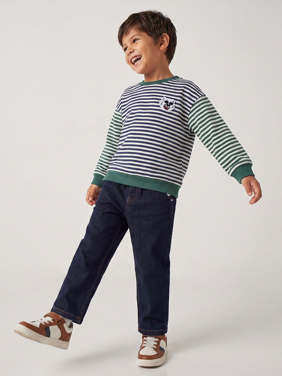 Juniors Striped Sweatshirt with Long Sleeves