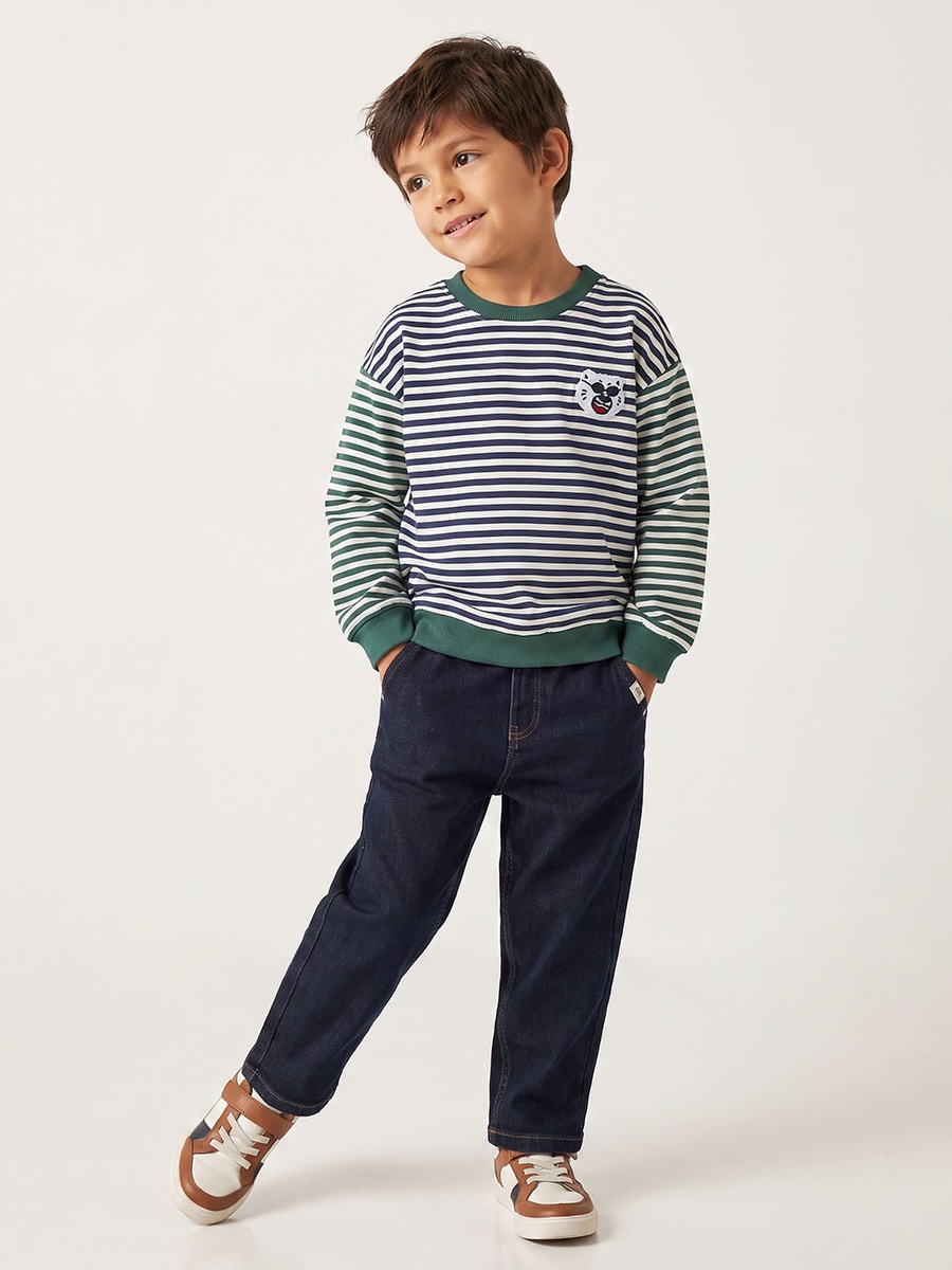 Juniors Striped Sweatshirt with Long Sleeves