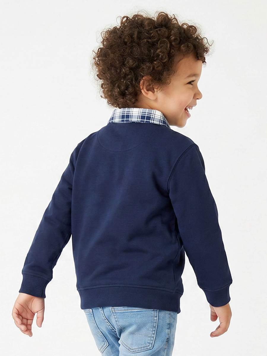 Eligo Checked Collar Sweatshirt with Long Sleeves