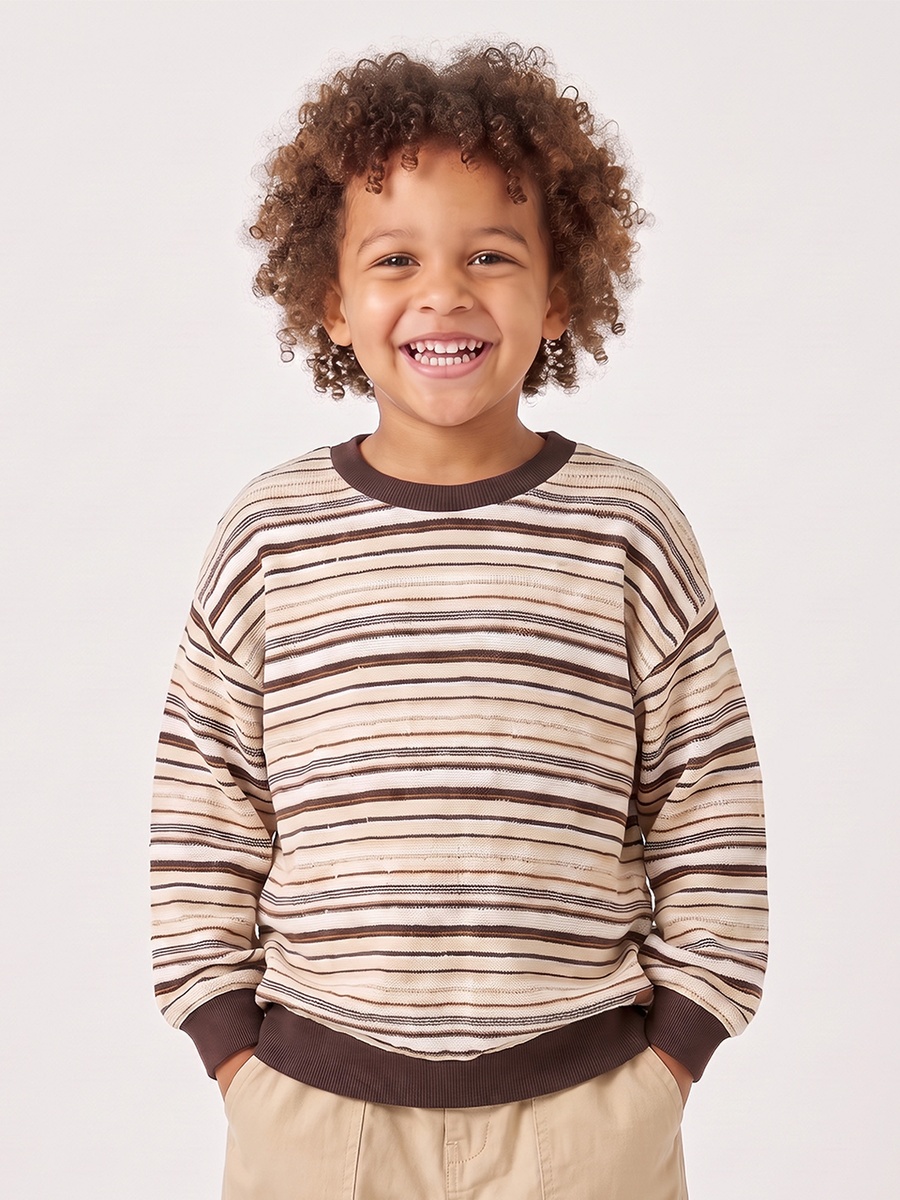 Juniors Striped Sweatshirt with Long Sleeves